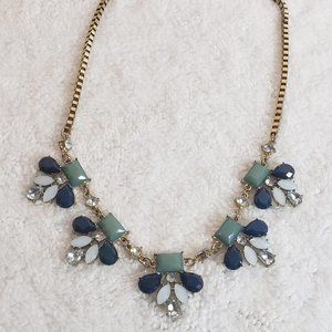 Vintage signed Jack E OHS NYC Blues and Green Statement Necklace